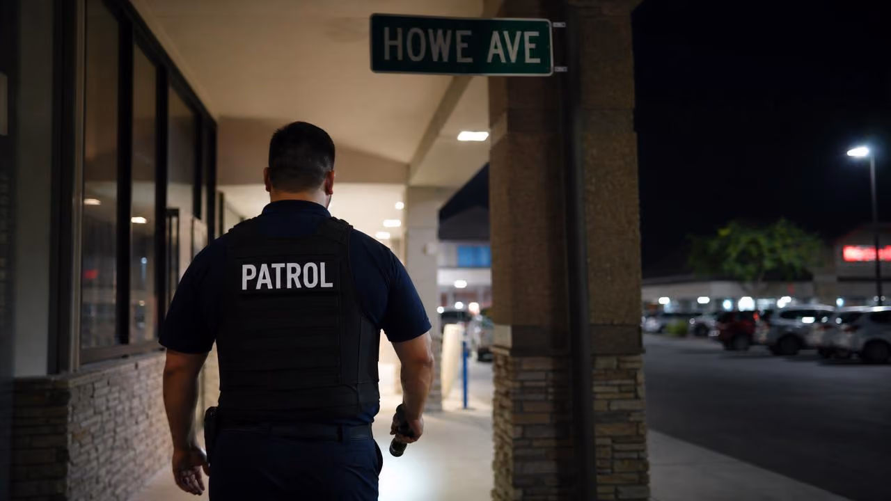 Security guard near me Arden-Arcade Sacramento — Stormhammer foot patrol on Howe Ave, 95825