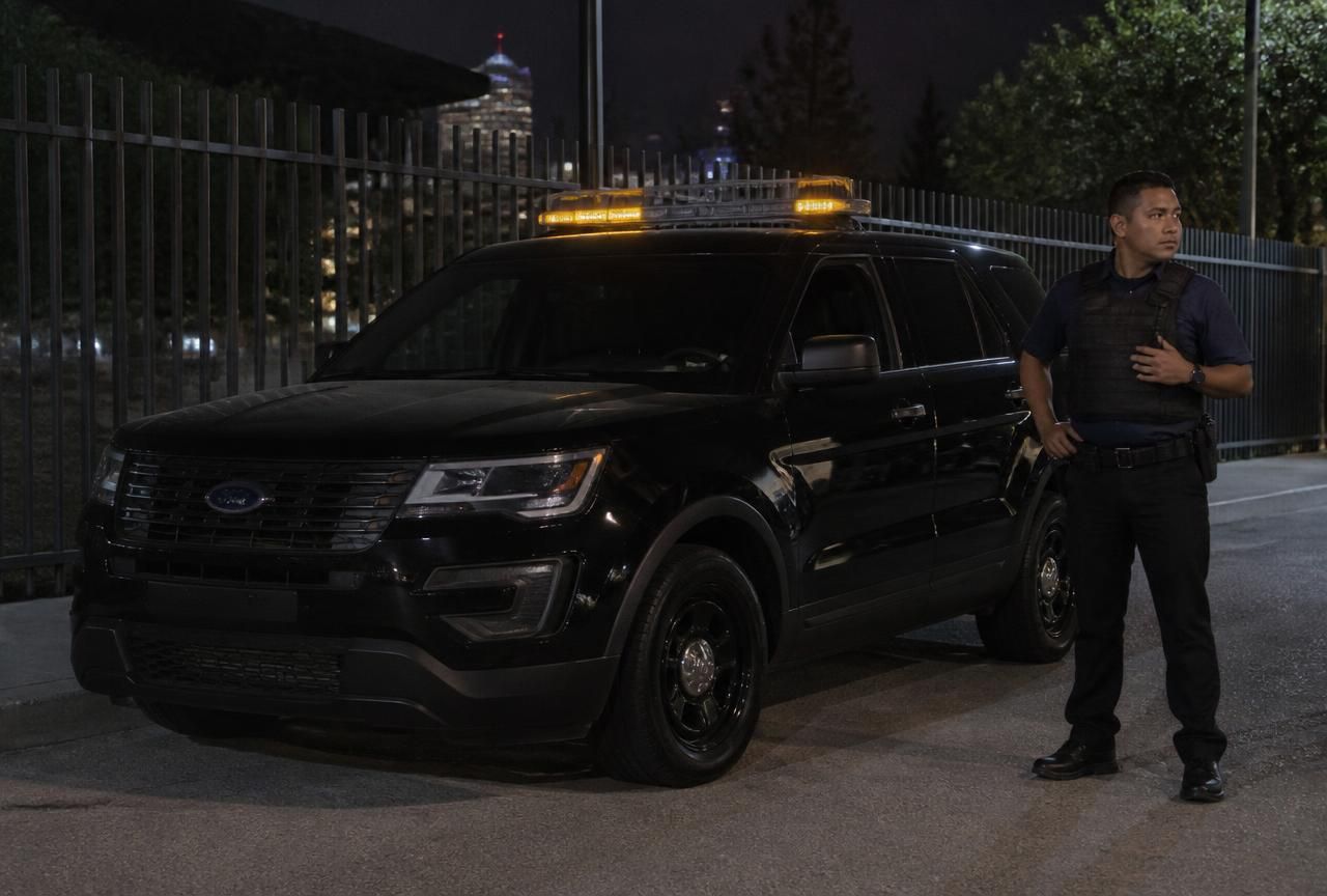 Marked security patrol officer on shift in Natomas, CA