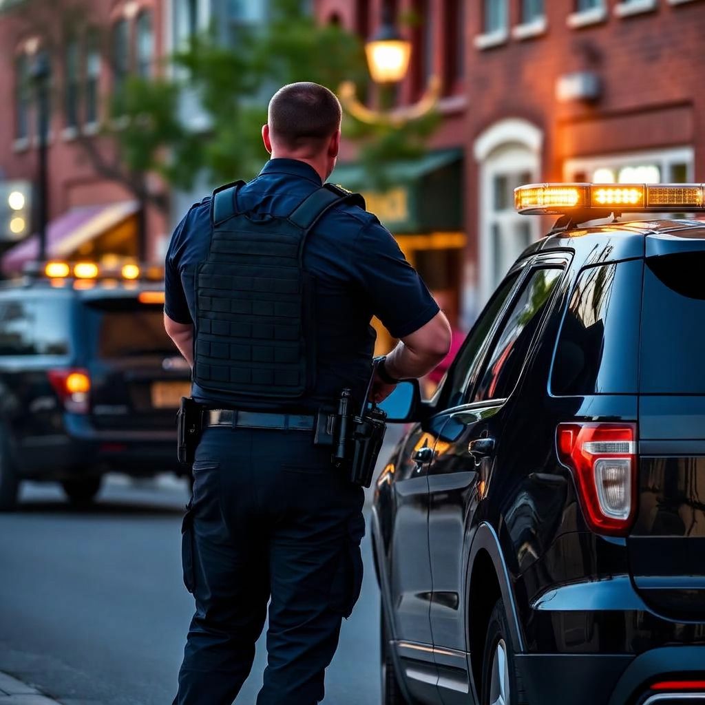 Security patrol Galt CA — Stormhammer officer downtown Galt Main Street, 95632