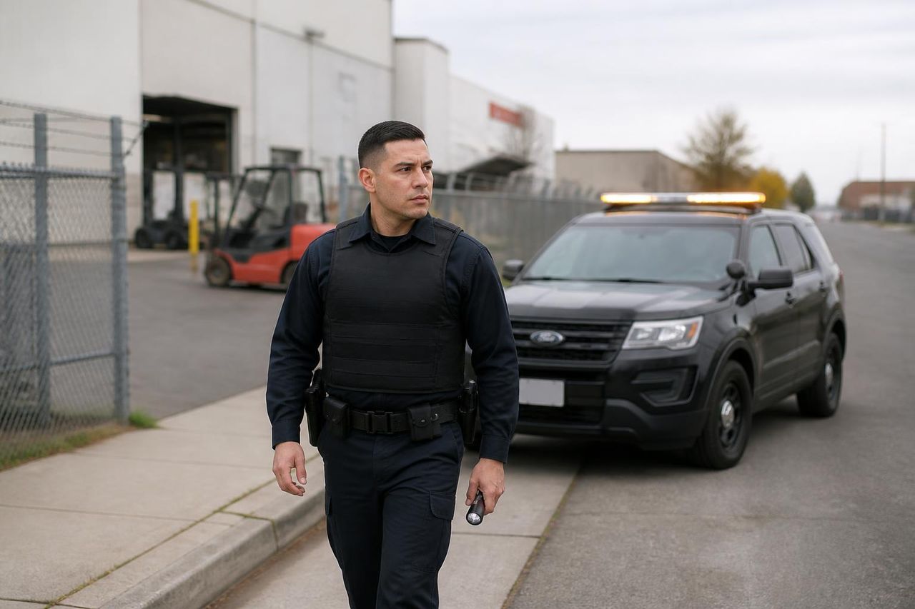 Warehouse security Power Inn Sacramento — Stormhammer officer roll-up door check, 95826
