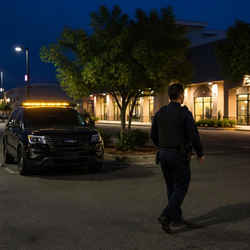 Retail security Yuba City CA — Stormhammer foot patrol on lot, Colusa Avenue, 95991